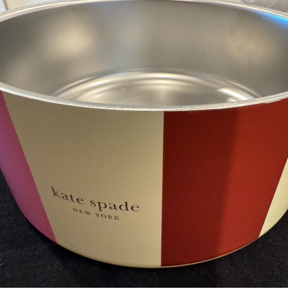 kate spade Colorful Striped Tin Bowl- fun for a dog dish or to serve “puppy chow